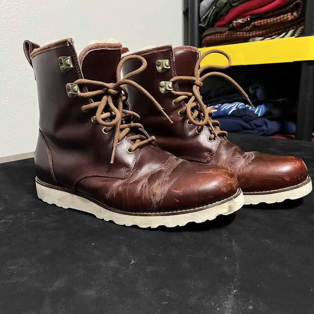 Shearling Sheep Leather Vibram Boots Vintage UGG Waterproof Men Size 11 Lace Up